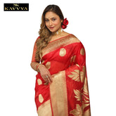Kavvya Red Soft & Lightweight Kora Organza Weaving Silk Saree - KAVVYA